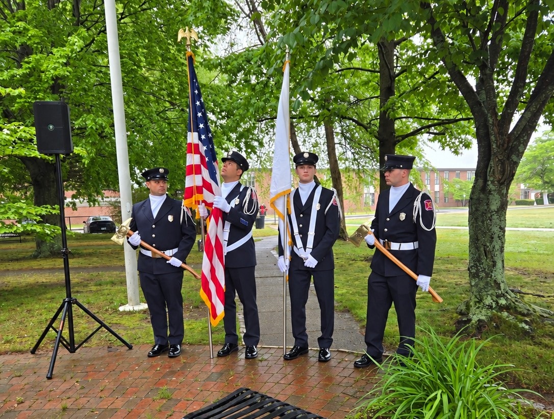 Honor guard ceremony with American flag