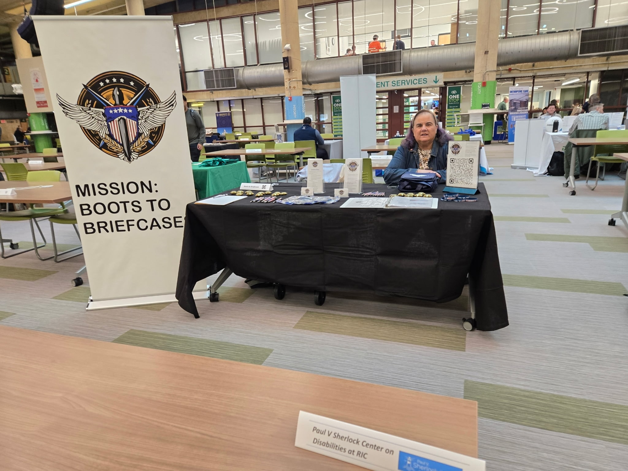Military recruitment booth at conference